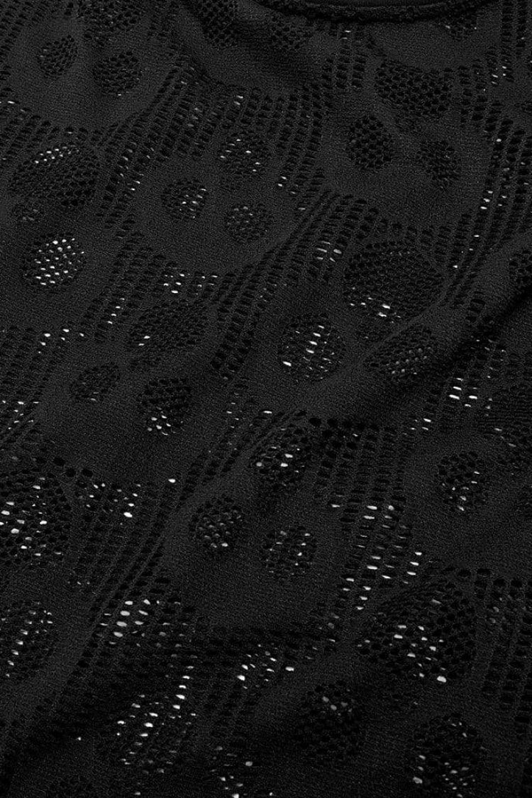 Black Long Sleeves Skull Print Lace Sheer Mesh Men's Steampunk T-Shirt