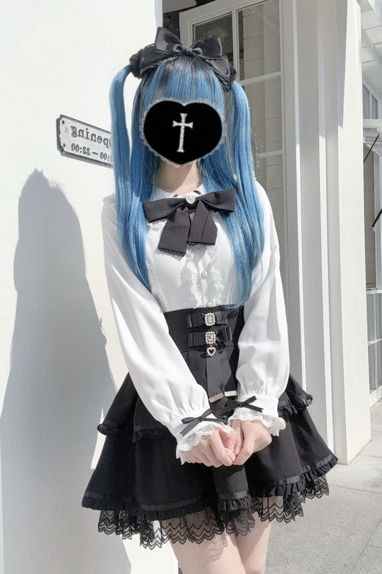 Rabbit Ears Long Sleeves Bowknot Lace Sweet Jirai Kei Japanese Blouse 3 Colors