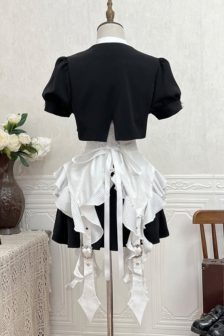 Weiße Rüsche Unregelmäßiger Clown Spitzkragen Gothic Ouji Lolita Bluse 