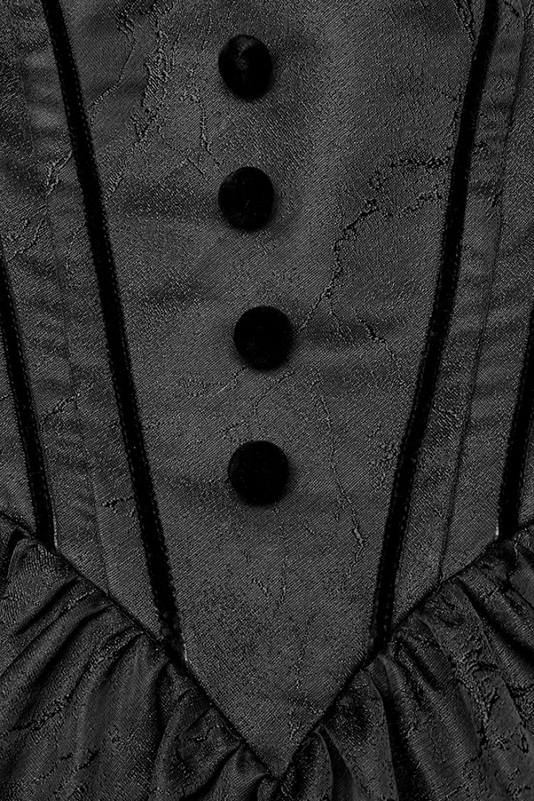Black Short Puff Sleeves Lace-Up Women's Gothic Dress