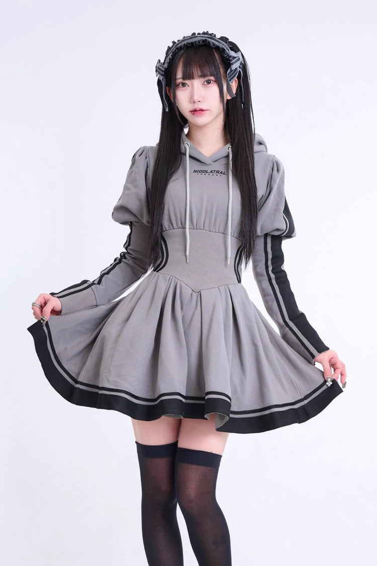 Japanese Long Sleeves Ruffle Bowknot Punk Jirai Kei Sweater Dress 3 Colors