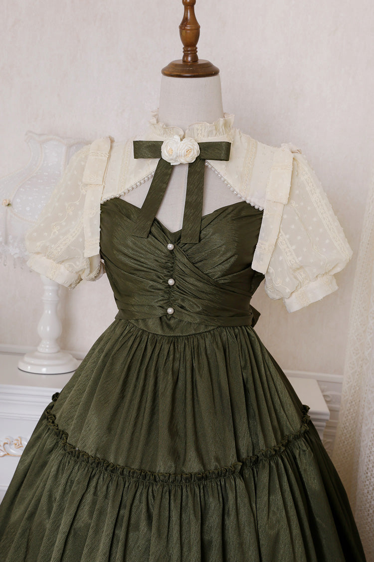 Dark Green Noble Retro Elegant Country Poetry Classic Lolita Dress