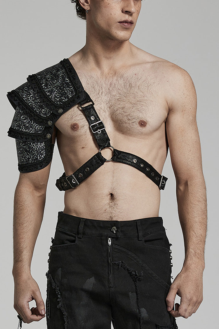 Black Print Embroidery Men's Steampunk Shoulder Harness