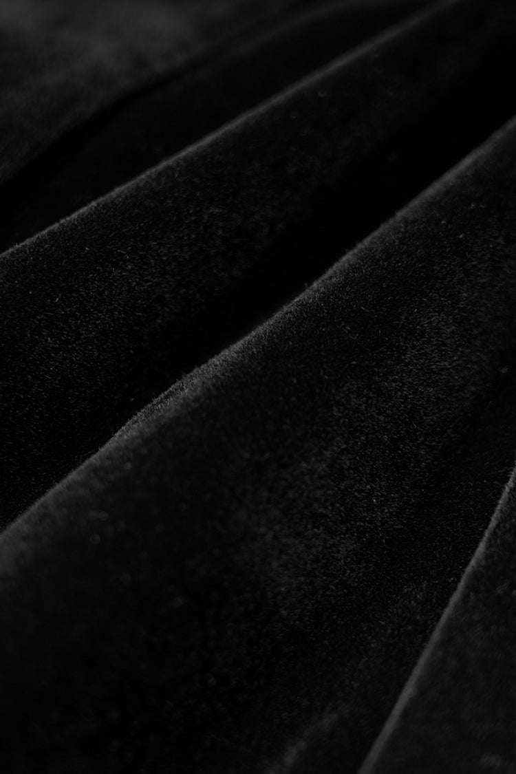 Black Long Sleeves Metal Buckle Hooded Womens Gothic Cloak Coat