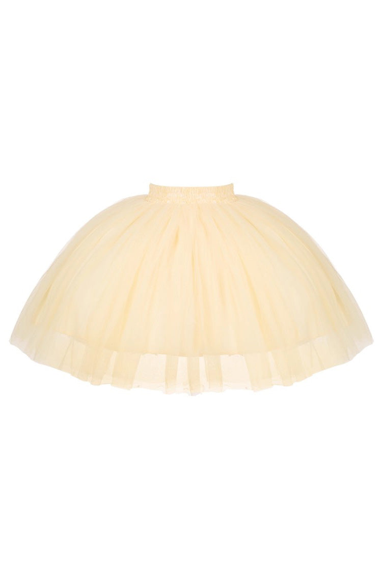 Yellow [Sissi's Pilgrimage] Off Shoulder Ruffle Bowknot Lace Sweet Lolita Skirt (Short Version)