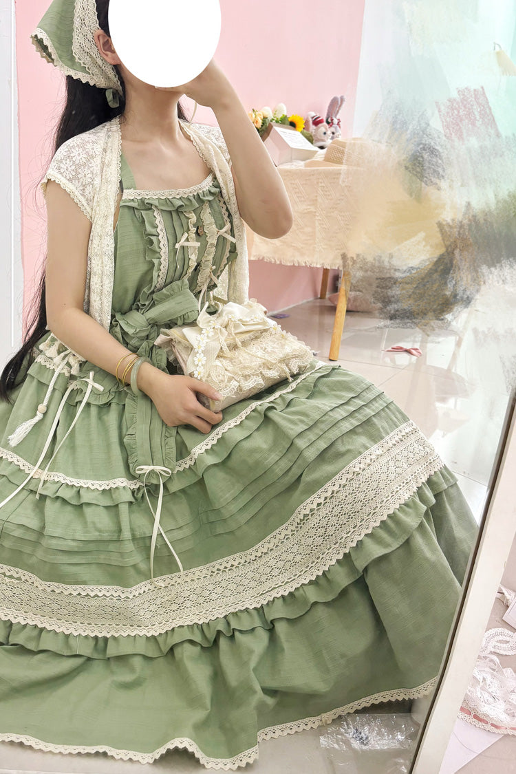 [Summer Flower Tea] Ruffle Bowknot Lace Sweet Lolita Jsk Dress 6 Colors