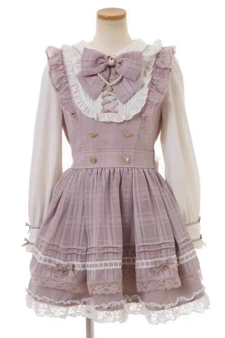 Robe à manches longues Jirai Kei avec imprimé, volants, nœud papillon et laçage - 3 couleurs 