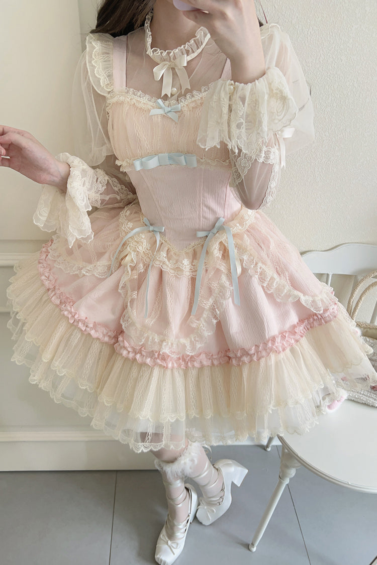 [Flower Season] Bowknot Lace Sweet Ballet Lolita Jsk Dress 4 Colors