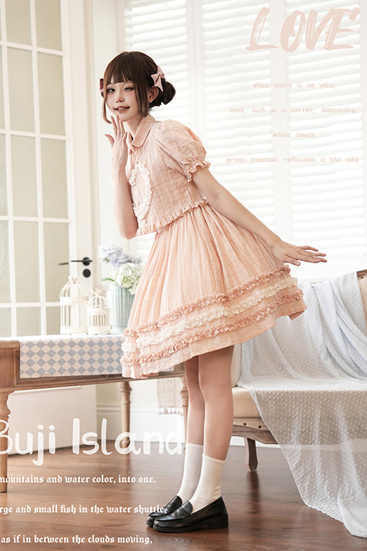 [Buji Island] Ärmelloses Rüschen-Bowknot-Süßes Lolita-Jsk-Kleid 4 Farben 