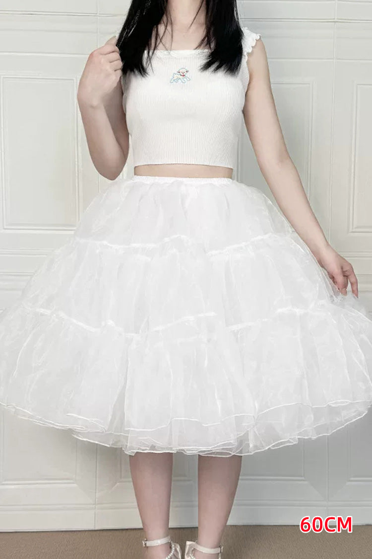 White Violent Boneless Four-Layered Sweet Lolita Long Petticoat