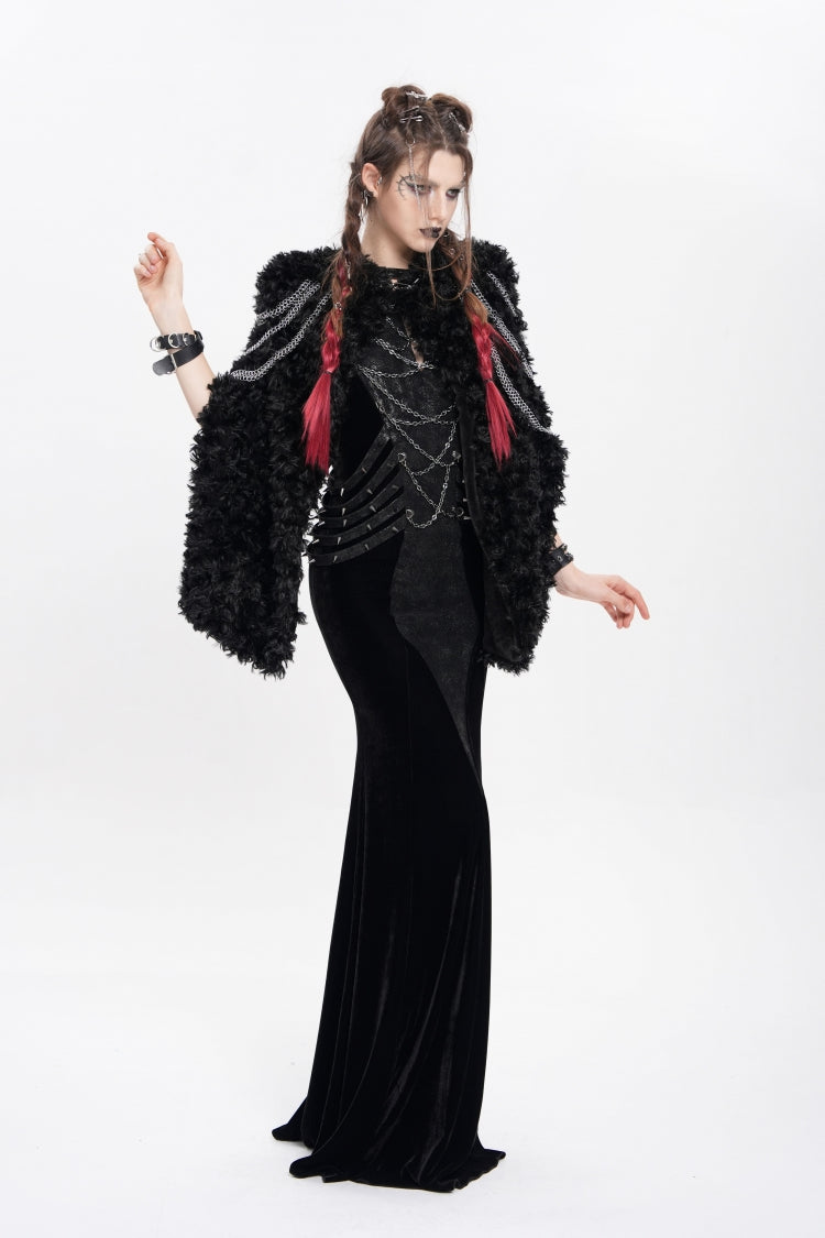 Black Halterneck Sleeveless Rivet Straps Chain Women's Punk Dress
