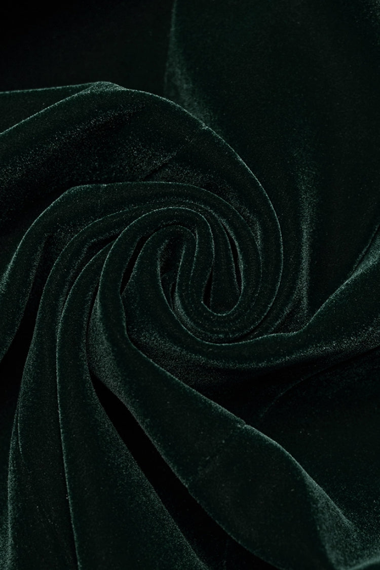 Black/Green Long Puff Sleeves Floral Embroidery Women's Gothic Coat