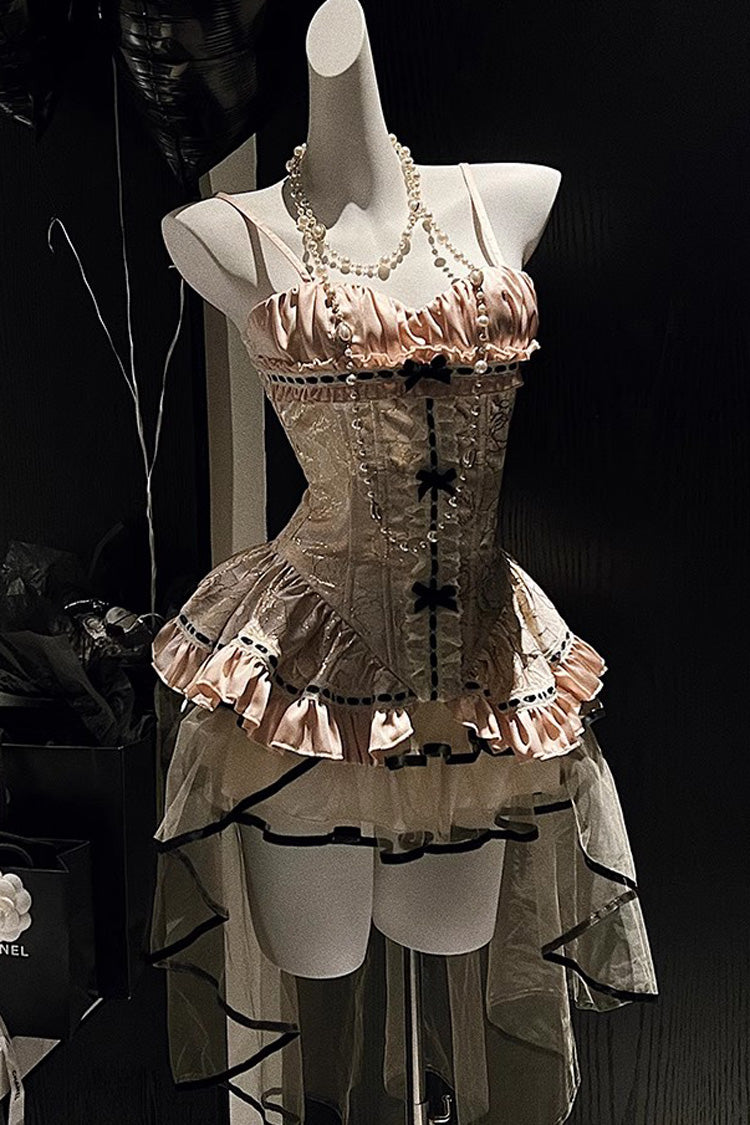 Golden Rose Ruffle Embroidery Lace Sweet Gorgeous Lolita Skirt Set