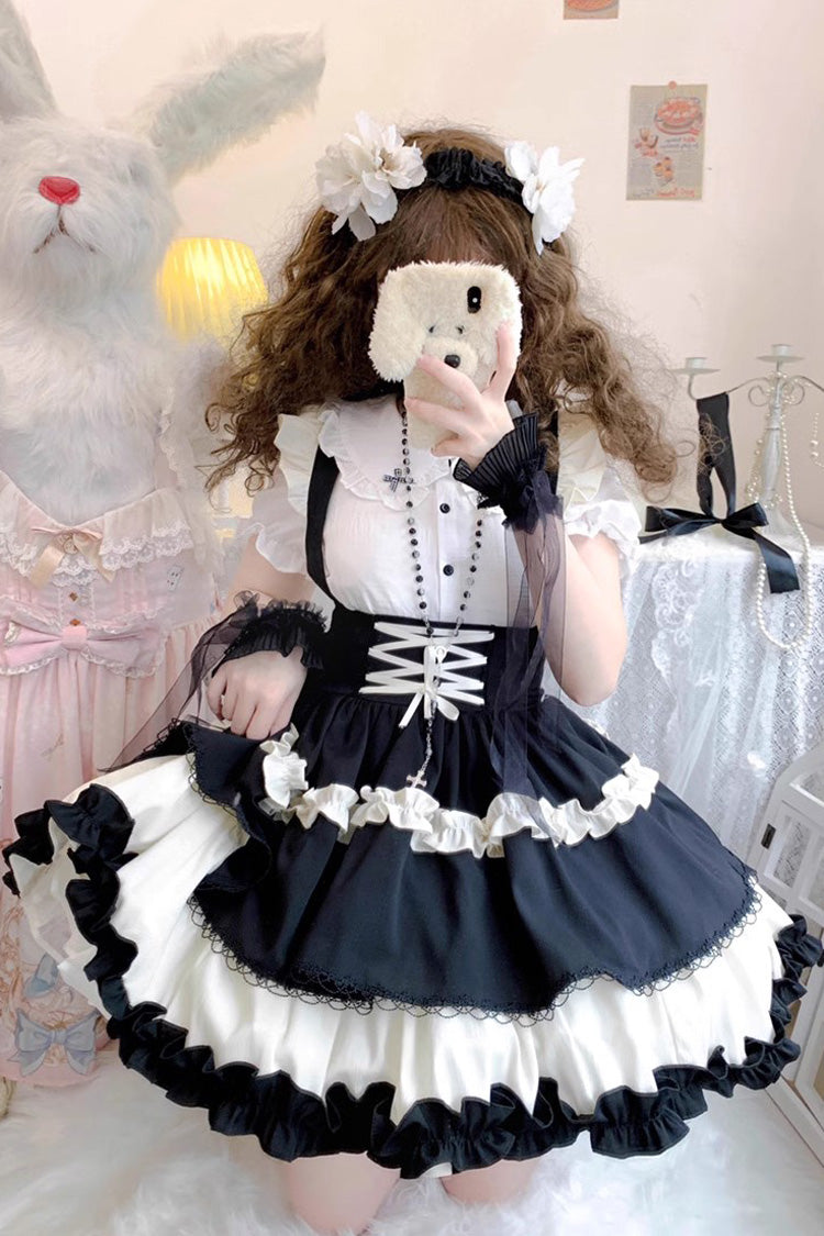 Strappy Doll Collar Ruffle Sweet Lolita Tiered Skirt 7 Colors