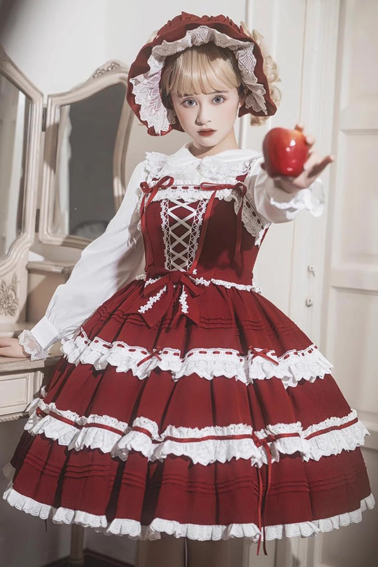 Red/White Sleeveless Multi-layer Bowknot Sweet Lolita Jsk Dress