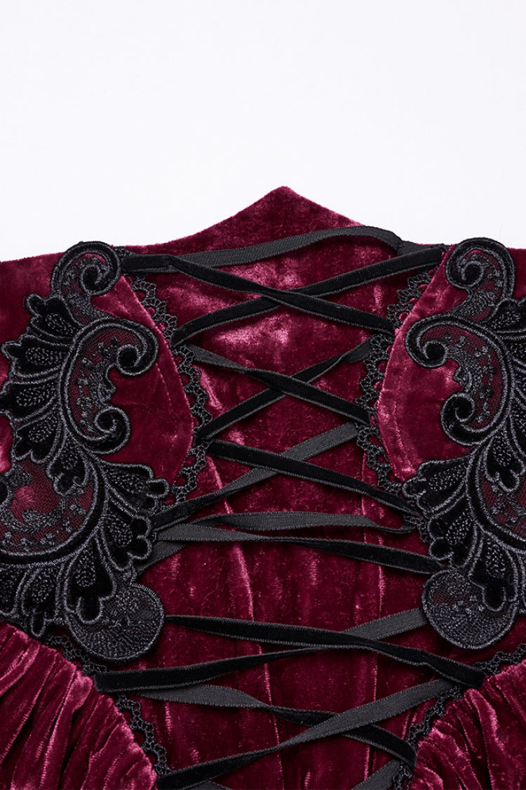 Black/Red High Waisted Lace-Up Women's Gothic Fishtailed Skirt