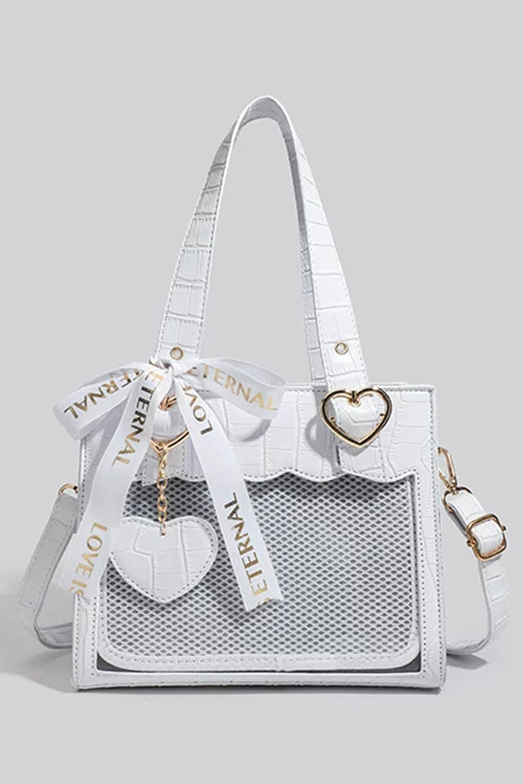 Krokoprägung Lolita Mini Tote Ita Bag Herz Charm Schleife 2-Wege-Schulterhandtasche 4 Farben