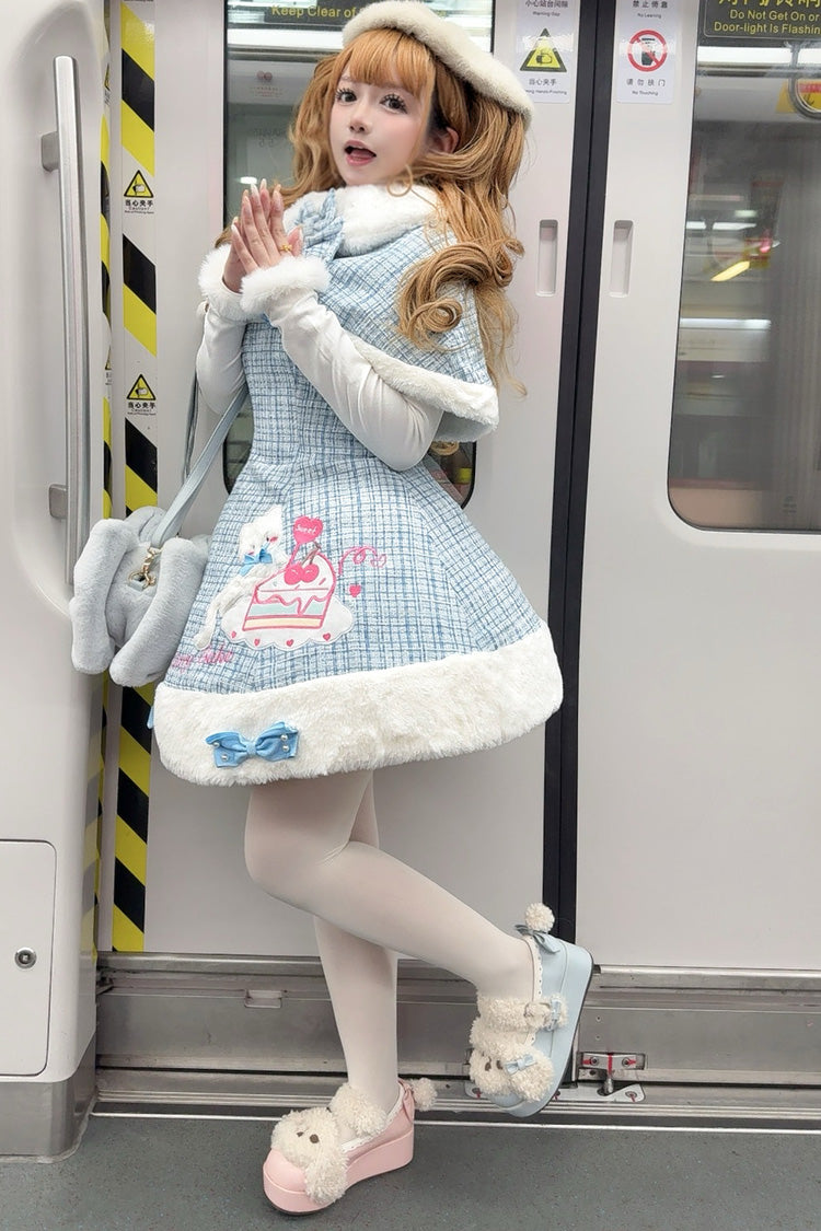 Blue Print Embroidery Bowknot Sweet Princess Lolita Jsk Dress