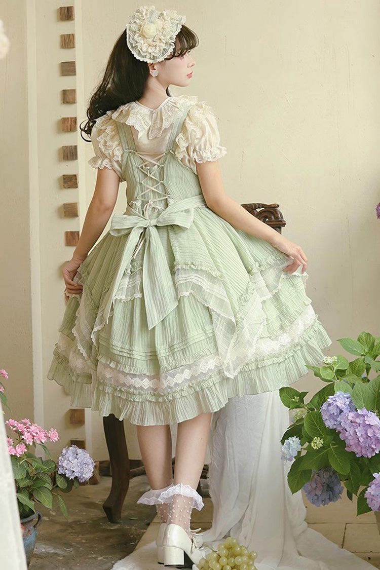 Green Doll Window Ruffle Sweet Lolita Jsk Tiered Dress