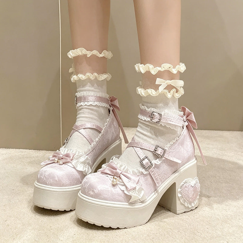 Bow Platform Chunky Heel Sweet Lolita Shoes