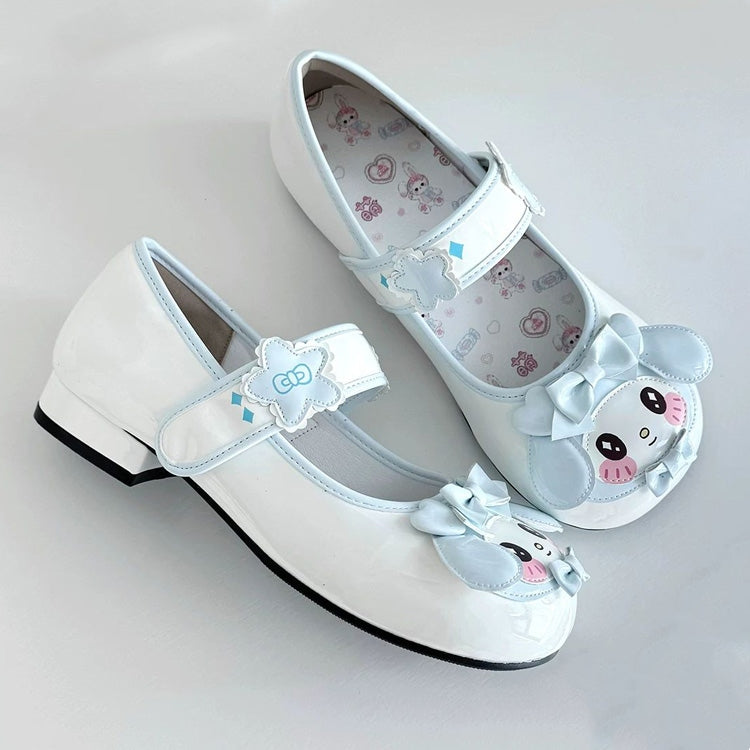 Chaussures Mary Jane Lolita Sucrée à Talon Bas et Bout Rond avec Nœud Lapin Mignon 3 Couleurs