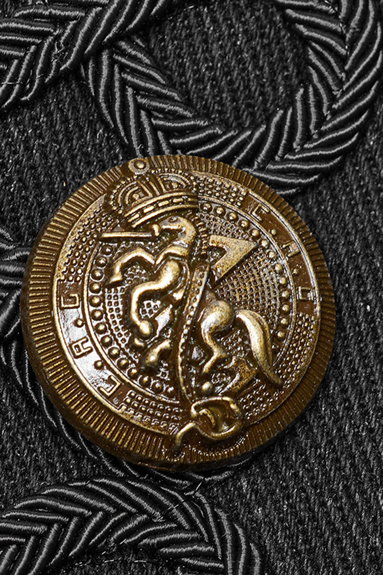 Schwarze ärmellose zweireihige Retro-Metallknopfdekoration Steampunk-Weste für Herren