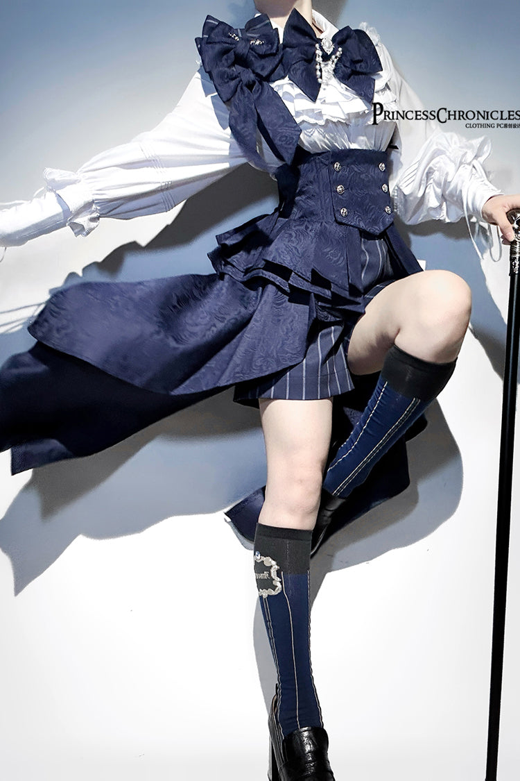 Blue Rabbit Theater Vertical Stripes Print Ouji Fashion Sweet Prince Cool Lolita Shorts