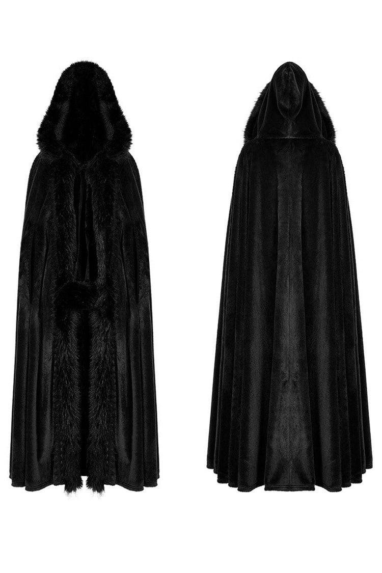 Faux Fur Hooded Warm Womens Gothic Elegant Cloak 2 Colors