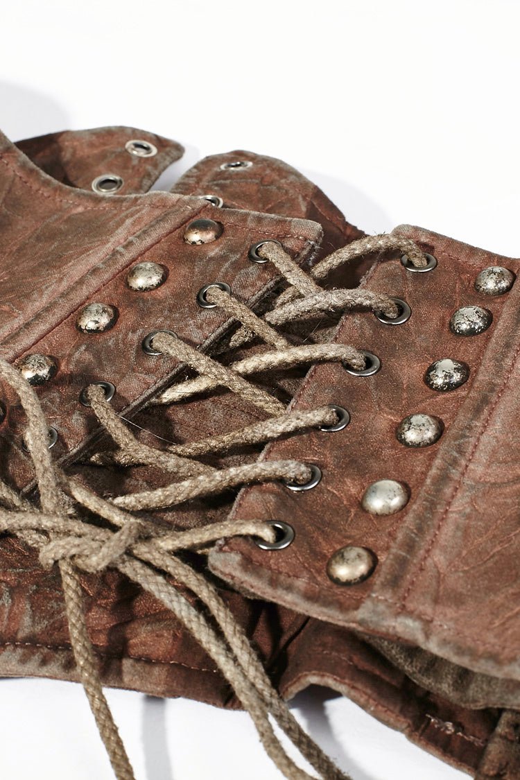 Braune Metallnägel Metall Hasp Dekoration Damen Steampunk Gürtel