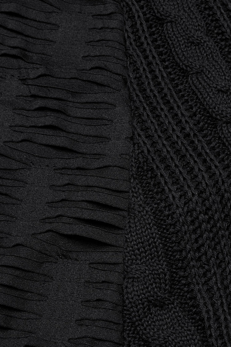 Black Ripped Lace-up Women's Gothic Knitted Skirt