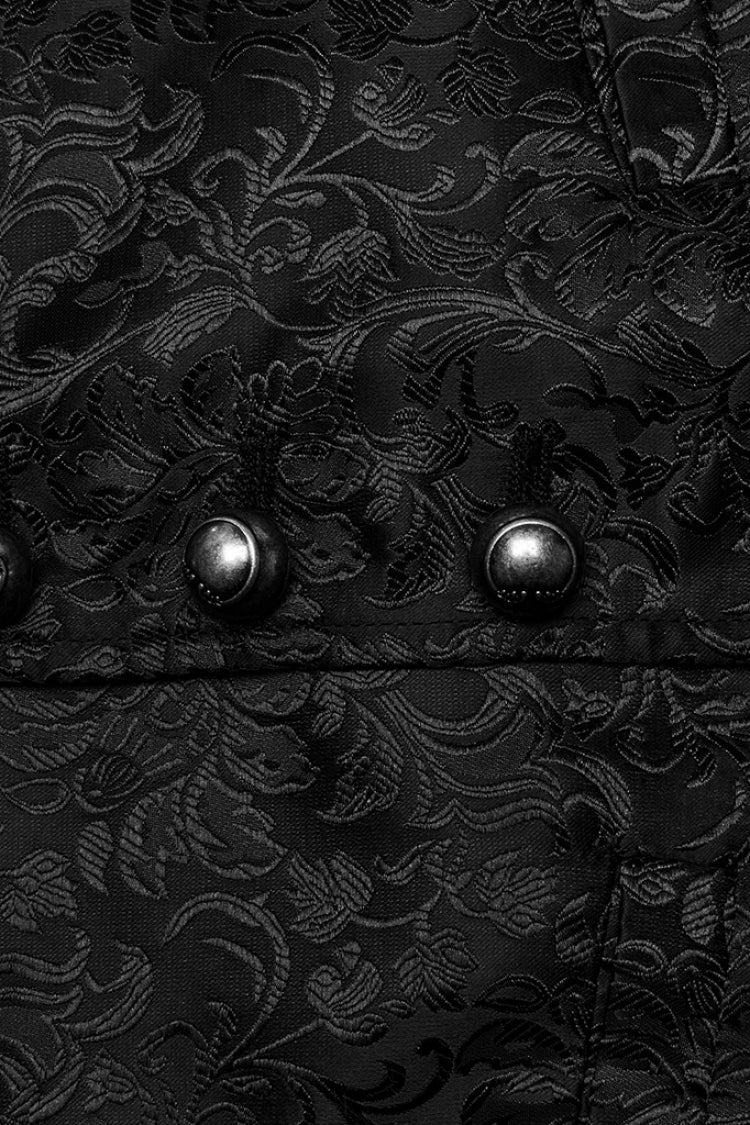 Black V Collar Jacquard Lace-Up Men's Gothic Vest