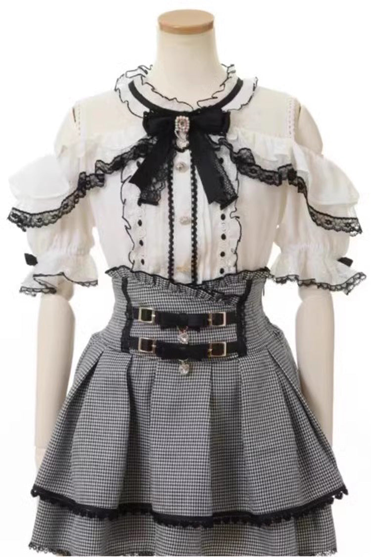 Double Bowknot Ruffle Slim Sweet Jirai Kei Skirt 3 Colors