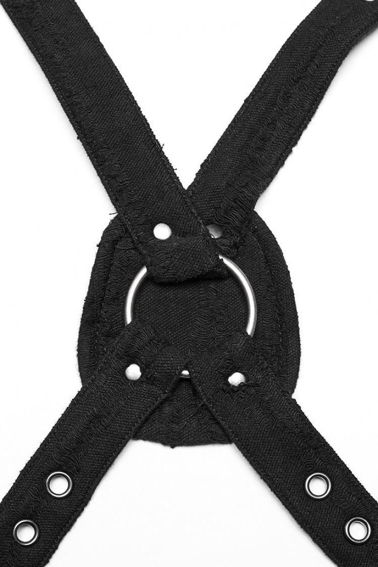 Black Crackle Leather Adjustable Men's Steampunk Strap Bag
