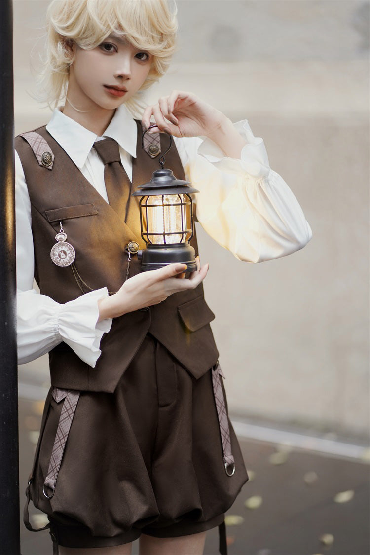 Brown Bunny Detective Prince Ouji Lolita Set