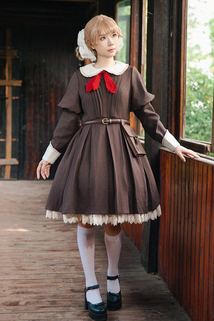 [Violent Maid] Long Puff Sleeves Bowknot Classic Vintage Lolita Dress 2 Colors