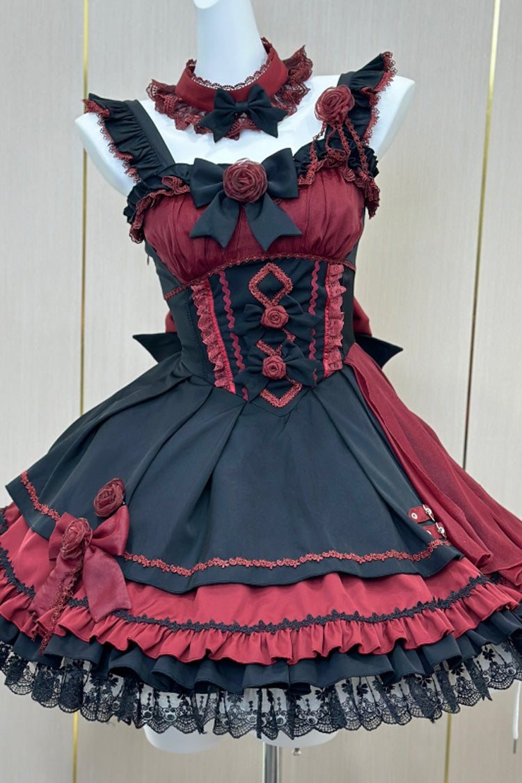 Shadow Rose Sleeveless Multi-layer Ruffle Bowknot Stitching Gothic Lolita Jsk Dress 5 Colors