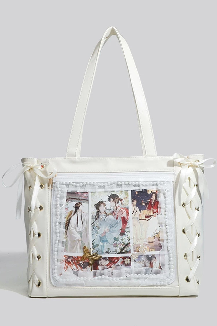 Lace-Up Gold Eyelet Zipper Decorated Women's Gothic Ita Bag Tote Shoulder Bag