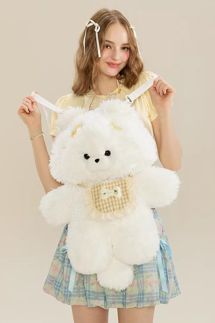 Weißer süßer Samojeden-Plüschtier-Rucksack mit süßem Lolita-Hund