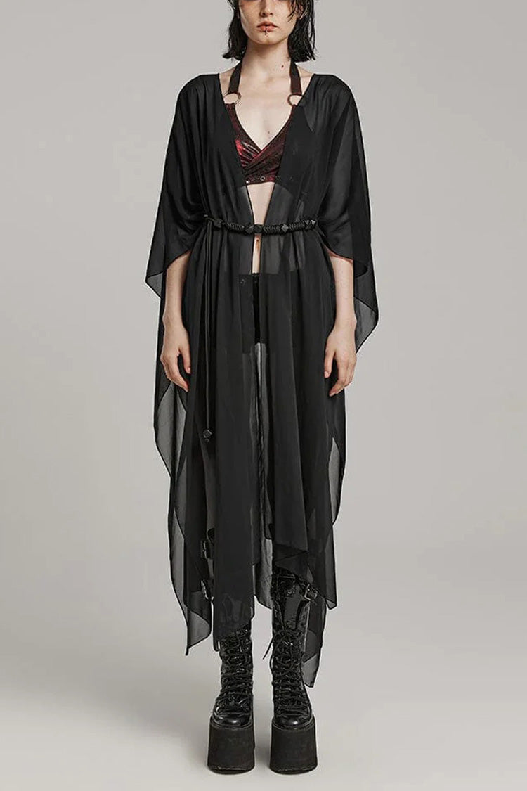 Translucent Loose Ruffle Braided Rope Belt Womens Elegant Gothic Shawl ...