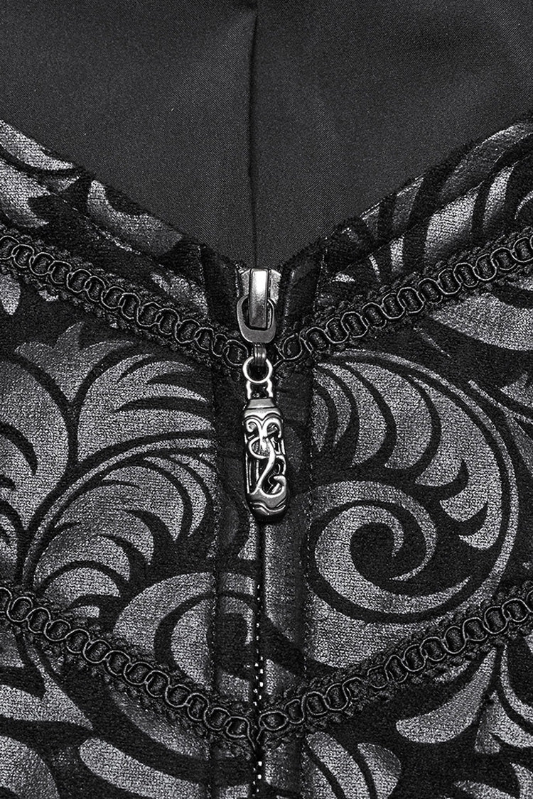 Schwarze Gothic-Jacke für Herren mit langen Ärmeln und Ösen
