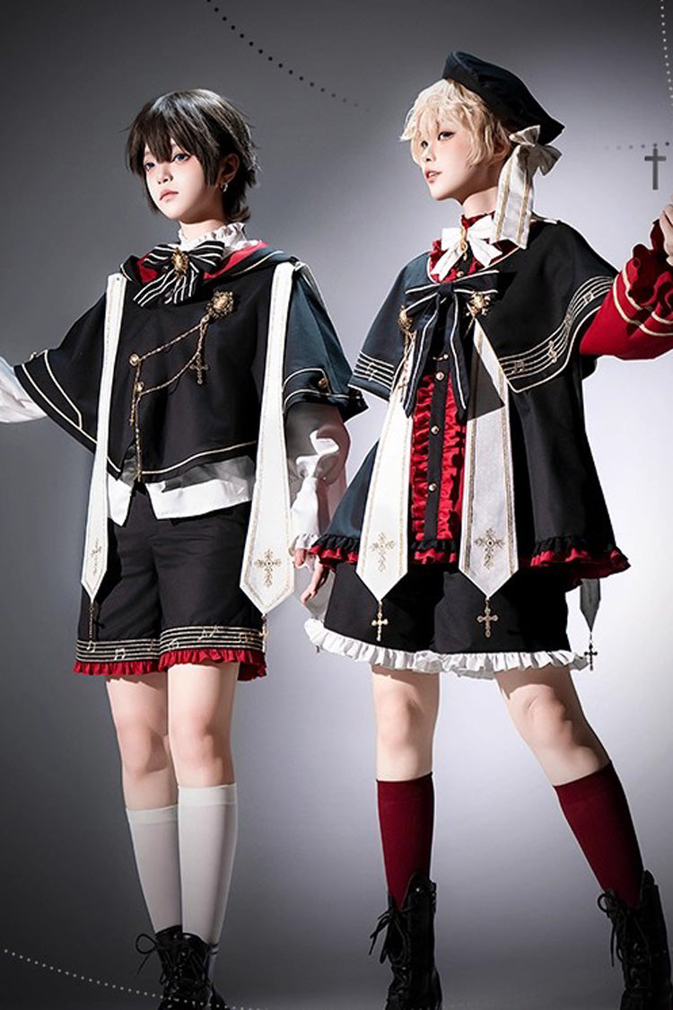 Black [The Choir of The Church] Ouji Fashion Gothic Prince Lolita Set (Older Brother Version)