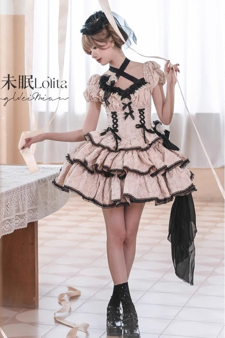 Ivory Medea Kiss Short Sleeves Gothic Lolita Op Tiered Dress