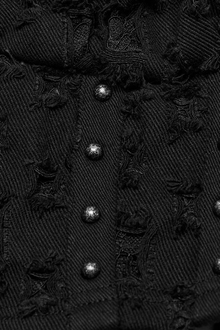 Black Sleeveless Lace-Up Rivet Women's Punk Vest