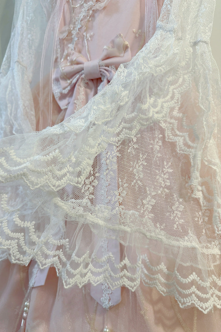 Sweet Sleeveless Ruffle Embroidery Bowknot Lace Chinese Style Lolita Jsk Dress 2 Colors