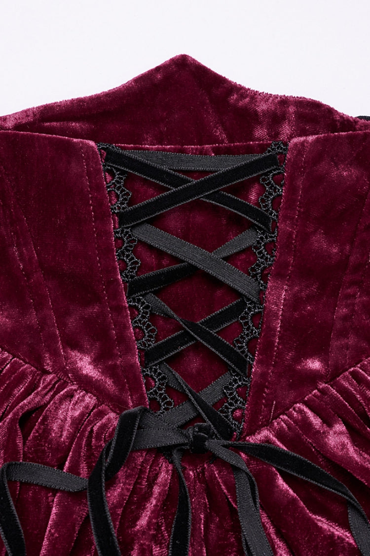 Black/Red High Waisted Lace-Up Women's Gothic Fishtailed Skirt
