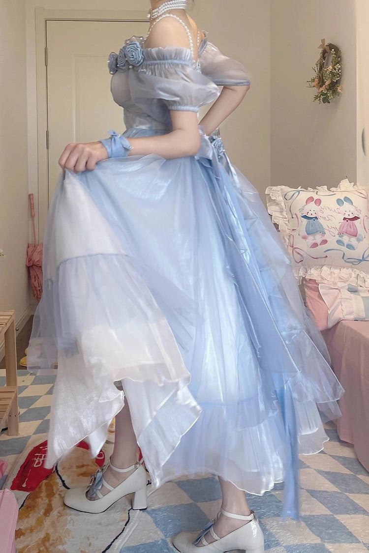 Blue Bowknot Plus Size Elegant Princess Sweet Lolita Dress