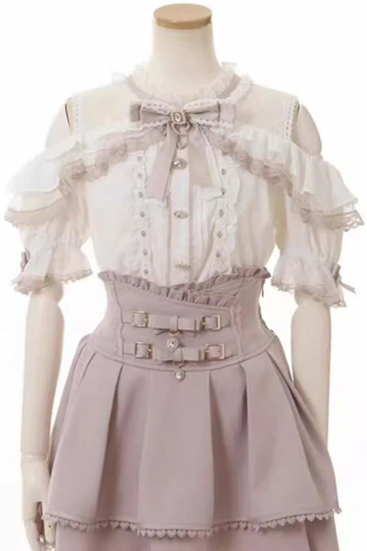 Double Bowknot Ruffle Slim Sweet Jirai Kei Skirt 3 Colors