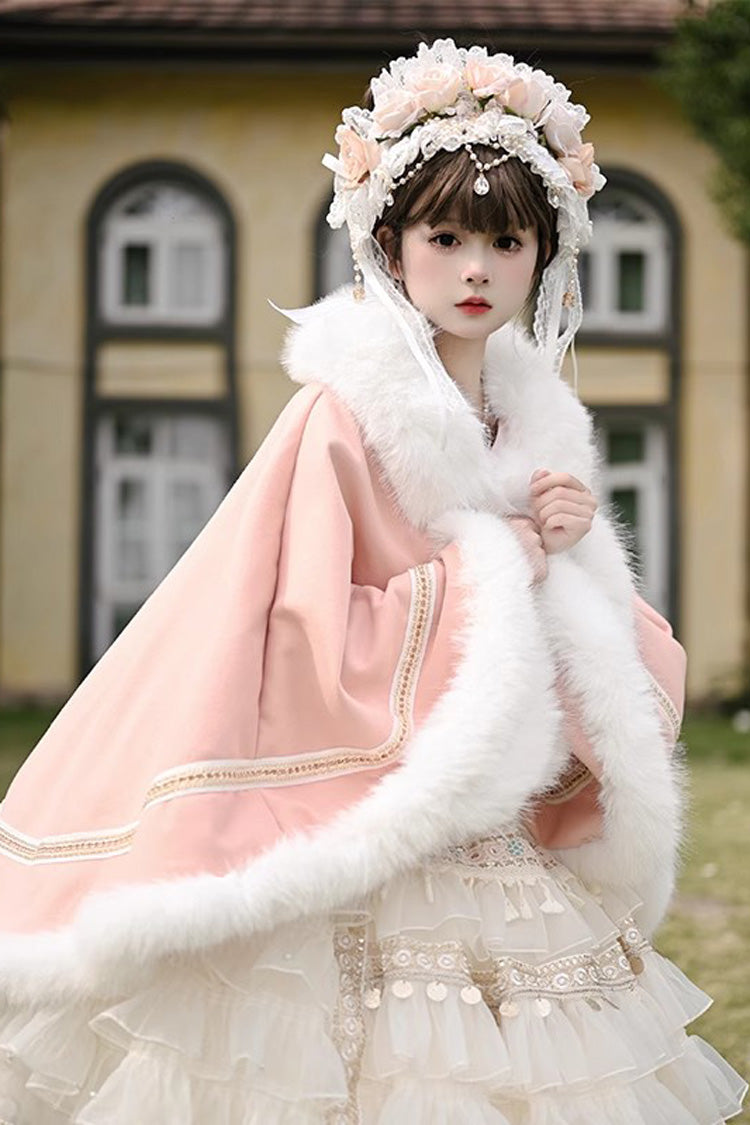 [Snowflake Ballad] Sweet Princess Fur-Collar Lolita Coat Cloak 7 Colors