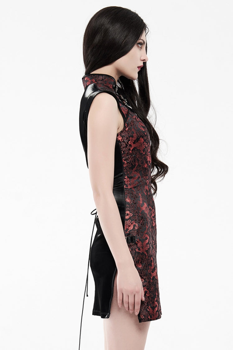 Jacquard Dragon Print Slim Women's Gothic Cheongsam Dress 2 Colors