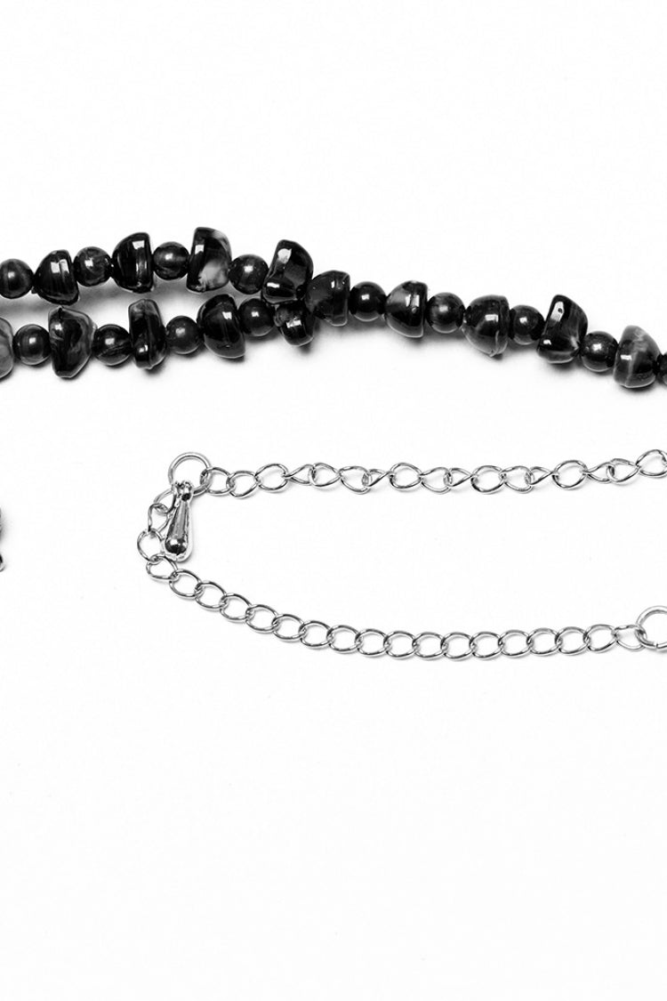 Black Irregular Beaded Cross Women's Punk Necklace